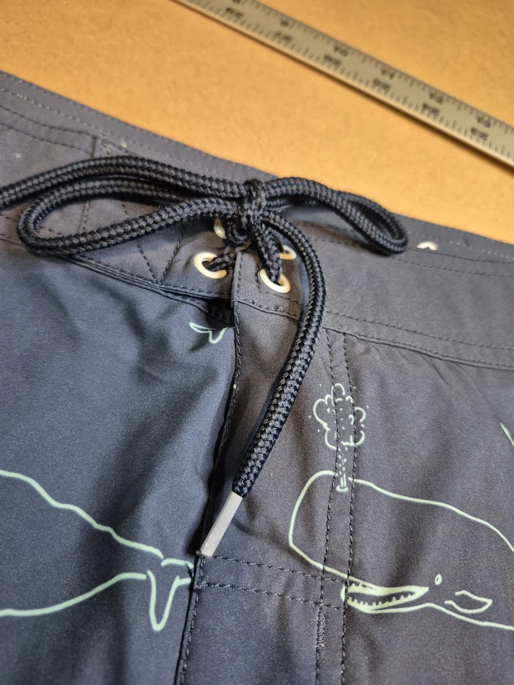 Travis Mathew Navy Swim Shorts with Light Blue Whale & Fish Print 4552
